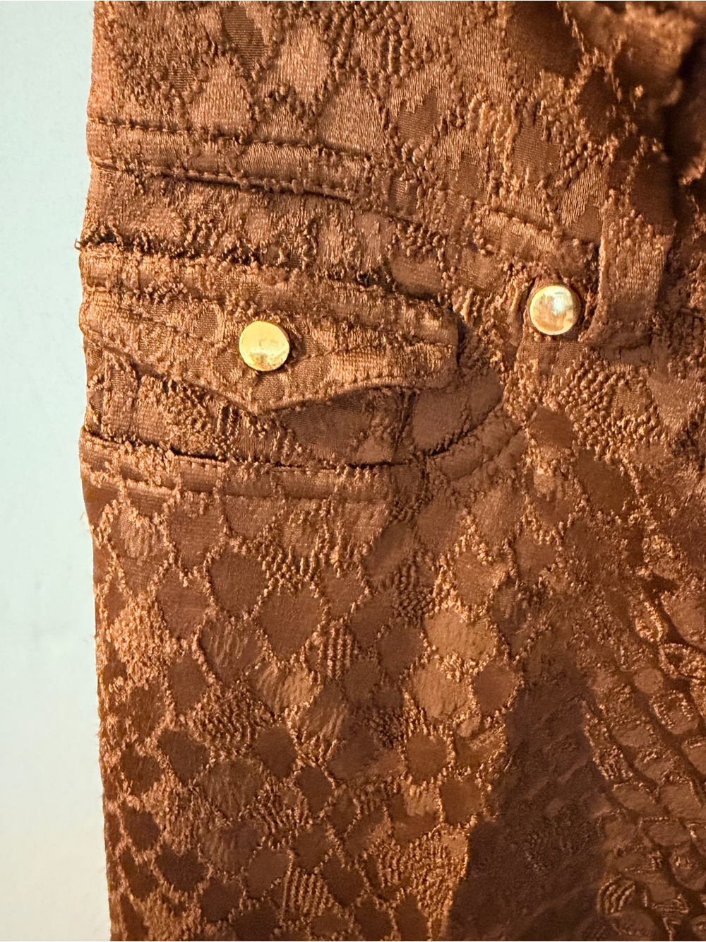 Cache Brown Snake-Textured bootcut with Gold Rivets - Picture 3 of 9